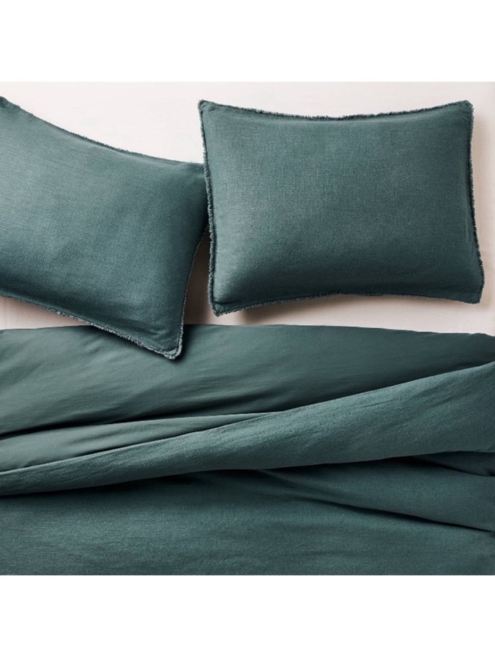 Casaluna King Linen Blend Heavyweight Dark Teal Blue Duvet Cover Set - Picture 2 of 13